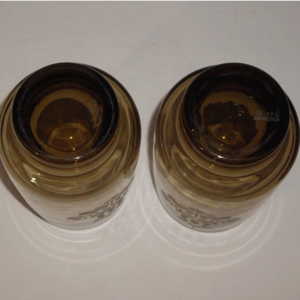 Set of 2 Pfaltzgraff Village Smoky Brown Glasses – Vintage Etched Tulip Design - Picture 6 of 6